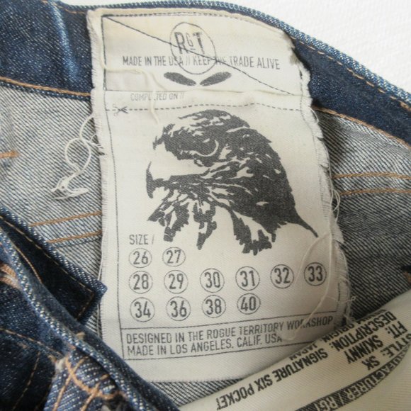 Rogue Territory SELVEDGE Signature Six Pocket Skinny Jean Size 29 - Picture 5 of 15